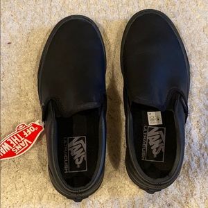 Vans leather slip ons